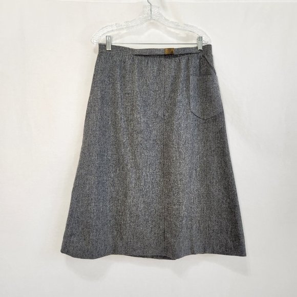 Vintage SUMMIT SPORTWEAR Minimalist Academia Wool Blend Gray Midi Skirt Size 10. - Picture 2 of 16